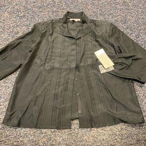 Laura and Jane Black Pleated Blouse sz. 16 NWT